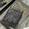 Grace Liten Chain Bag In Leather and Suede Designer Luxury Chain Strap Cross Body fördubblat axelmagnetisk stängning Handväska Embellshed Meta Tassel Purse 08