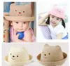 Cute Bear Kids Summer Panama Hats Colorful Girls Luffy Straw Hat Anti-Sunshine Straw Hat Outdoor Beach Lovely Round Baby Sun Hat TO601