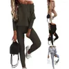 Women's Two Piece Pants 1 Set Top Activewear Women Blouse Pure Color Rope Pulling For Party