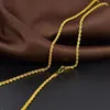 Chains Real 18K Yellow Gold Woman Necklace 2mmW Hollow Rope Chain Link Man Au750