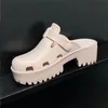 Designer Women slip-on Sandal women Hollow platform sandals designer slippers Jelly colors High Heel Summer Rubber lug sole mules 35-41