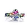 Bagues de mariage bijoux bague de luxe magnifique couleur diamant Zircon 925 argent ligne noire Simple géométrique cadeau d'anniversaire