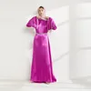 Ethnic Clothing Robe Femme Musulmane 2023 Ruffle Sleeve Middle East Arab Fashion Pärled Runda hals Loose Dress Abayas For Women