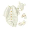 Overalls Baby Strampler Kleidung Herbst Winter Gestrickte geborene Jungen Mädchen Solide Plain Overalls Mode Solide Plain Kleinkind Kinder Unisex Tragen 230303