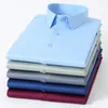Erkekler Sıradan Gömlek İlkbahar ve Sonbahar Akıllı Uzun Kollu Erkek Gömlekler Resmi Ofis Giyim Yumuşak Elastik Düz Renk Üstleri İnce Fit 230302