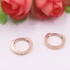 Hoop Earrings Pure Solid 18K Rose Gold Women Luck Smooth 1.5-2g 12.5x1.8mm Gift