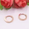 Hoopörhängen Pure Solid 18K Rose Gold Women Luck Smooth 1,5-2G 12,5x1,8mm Gift