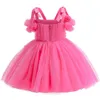 Vestidos da menina princesa suspender laço pérola natal halloween crianças desempenho vestido bolo saia borboleta bonito junho presente de aniversário