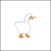 Cartoon Accessories Cute Animal White Duck Small Funny Enamel Brooches Pins For Women Demin Shirt Decor Brooch Pin Metal Kawaii Badg Dh4Wr