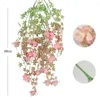 Decorative Flowers Wedding Ornament Home Decoration Lifelike Crabapple Flower Vine Wall Hanging Floral Garland Artificial Plant Rattan