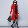 Women's Wool Autumn Winter Military Style Stand Collar Woolen Coat Women Double Breasted Slim Blends