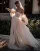 Champagne manches longues Tulle bohème plage grande taille robe de mariée épaules nues à plusieurs niveaux robe de mariée robes vestidos de