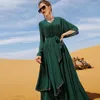 Abbigliamento etnico Ramadan Eid Mubarak Abaya Abito in chiffon Paillettes Raso Musulmano Arabo Hijab Lungo Caftani Donna Robe Djellaba Femme Islam