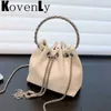 Party Handväskor för kvinnor Luxury Design Top Handle Clutch Purse Vintage Drawstring Liten Chain Shoulder Bag Women Hand Bags 230303