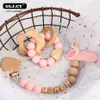 Baby Teethers Toys Baby personalized Rattles Set Animal Elk Amigurumi Elephant Teether Wooden Pacifier clip holder ChainBPA Free Nursing Toys 230303