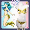 Anime Costumes Anime Urusei Yatsura Lum Invader Cosplay Come Wig Tigerstriped Bikini Swimsuit Yellow Swimwear Kobiety Ataru Moroboshi Z0301