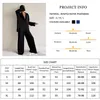 Women's Sleepwear Hiloc Oversized Satin Silk Sleepwear Low Cut Sexy Pajamas For Women Single-Breasted Long Sleeves Wide Leg Pants Trouser Suits 230303