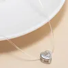 Pendentif Colliers Arrivée Cubique Zircone Coeur Collier Pour Femmes Invisible Ligne De Poisson Sautoirs De Mariage Bijoux Cadeau