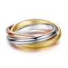 Klassiska 3 rundor ring sets kvinnor rostfritt stål bröllop engagemang kvinnliga fingerringar smycken