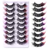 Cils de couleur faits à la main réutilisables Curly Crisscross Multicouche Épais 3D Faux Cils Colordul Naturellement Doux Délicat Full Strip Lash Extensions DHL