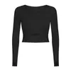 Yoga Outfits Long Sleeve Tops LU-26 Removable Chest Pad Women Fitness Shirt Gym Clothes Running Thumb Holes Sports Blouses