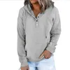 Hoodies Autumn Winter Cardigan Button Kangaroo Pocket Outwear Solid Casual Tops Jumper Blus Women's Clothing BC406