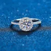 Cluster Rings 0.5-3CT Moissanite Ring Diamond Engagement Rhodium Plated Sterling Silver Promise Wedding Band For Women