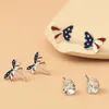 Kolczyki na stadnina 2023 3Pair/Set Butterfly Fahion Ins Dragonfly Ucha prosta styl biżuterii