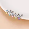 Boucles d'oreilles 1 pièces petit coeur mignon forme de couronne couleur Zircon boucle d'oreille femmes Vintage acier vis barre oreille Cartilage Pierc accessoires