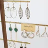 Smycken påsar svart valnöt trä örhänge display rack ros gyllene metall krok halsband rekvisita örhängen hängare