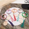 TASSEL BEAD String Armband Keychain Food Grad Silicone Pärlor Armband Kvinnor Girl Key Ring handledband DF068