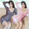 Casual Dresses Summer Sexy Women Long Sleeves Bodycon Dress Glossy Silk Smooth Sheer Micro Mini Dress See Through Tight Pencil Dress White Z0216