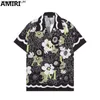 Designer masculino de manga curta camisa masculina férias amirs pequena flor impressão casual moda masculina camisa terno polo