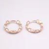 Hoop Earrings Pure Solid 18K Rose Gold Ear Ring Women Craved Lovely Pig Nose Shape Circle Earring