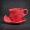 Muggar European Style Bar Creative Gift Sculpture Par Mug Exquisite Matte Ceramic Coffee Cup and Saucer Set 230302