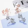 Backs oorbellen Specials Style Butterfly and Stars Combinatie 925 Sterling Silver Rose Gold Pierced Ear Clip Vintage Punk