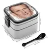 Dinnerware Sets Emmanuel Macron Portrait Double Layer Bento Box Portable Container PP Material France En Marche