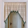 Curtain Knitted Cotton Thread Butterfly With Retro Green Lace Coffee Curtains For Door Kitchen Room Decor Triangular