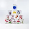 Fermacarte di fiori pressati Scoperta scientifica Collezione di campioni di fiori veri Campioni in resina Fermacarte Cube per bambini Bomboniere Chiaramente