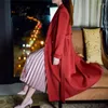 Women's Wool 2023 Mulheres Casaco Real Elegante com Cinturão Longo Cashmere de Cashmere Loue de alta qualidade P205