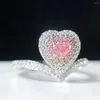 Klusterringar 0,263CT HJÄRT FORMA Pink Diamanter Solid 18K Gold Kvinnors bröllopsengagemang för kvinnor