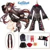 Anime Costumes Genshin Impact Hu Tao Cosplay Venez HuTao Style Chinois Vêtements Uniforme Perruque Anime Jeu Halloween Vient pour Femmes Filles Z0301