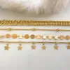 Anklets flatfoosie 4st/set Boho Golden Stars Armband för kvinnor Simple Metal Link Chain Anklet Beach Sandals Leg Foot Jewelry