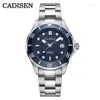 Zegarek Cadisen 2023 Design męskie zegarki biznesowe 100m Wodoodporne pełne stalowe nurkowanie na rękę ceramiczną ramkę Sapphire Man's Man's