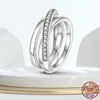 925 Silverkvinnor Fit Pandora Ring Original Heart Crown Fashion Rings 4 Clear CZ Wedding Engagement Party Gift Kvinna
