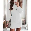 Casual Dresses Spring Backless Long Sleeve Ribbed Mini Dress Office Lady Sticked Sheath Womens O-Neck Package Hip Clubwear