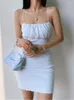 Casual Dresses Summer Clothes for Women 2023 Silk Party Classy Tube Dress Outfit Backless Sundresses White Black S518