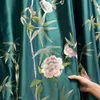 リビングルームのダイニングベッドルームのカーテンカーテン中国語スタイル模倣シルク刺繍ダークグリーンアメリカンバルコニーカスタマイズ