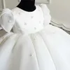 Kız Elbiseleri Bebek kızlar için 1. doğum günü elbise prenses kıyafetleri çiçek kız kabarık vestidos çocuk parti elbiseleri 2023 kızlar yay beyaz balo elbisesi