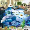 Fonds d'écran personnalisé n'importe quelle taille papier peint Mural 3D monde sous-marin dauphin Po papier peint auto-adhésif étanche carreaux de sol autocollant